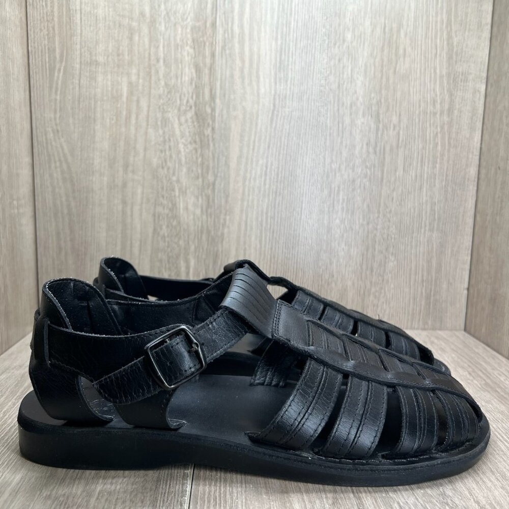 Jerusalem Barak Closed Toe Sandals Mens 46 Ankle Strap Handcrafted Leather Black